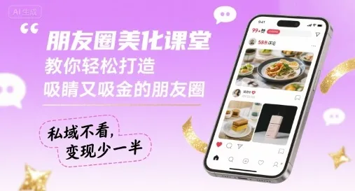 朋友圈美化课堂，教你轻松打造，吸睛又吸金的朋友圈，私域不看，变现少一半-来缘阁