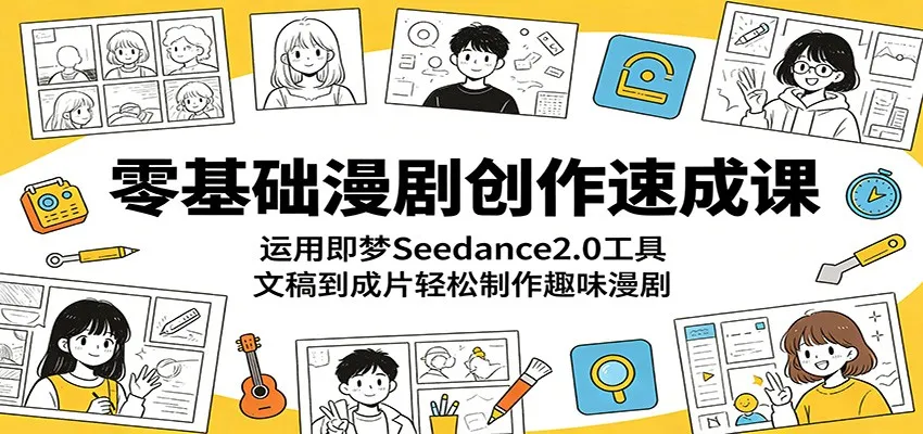 零基础漫剧创作速成课：运用即梦Seedance2.0工具，文稿到成片轻松制作趣味漫剧-来缘阁