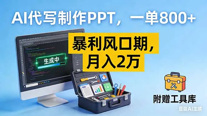 AI代写制作PPT，一单800+， 暴利风口期，月入2万【附工具】-来缘阁