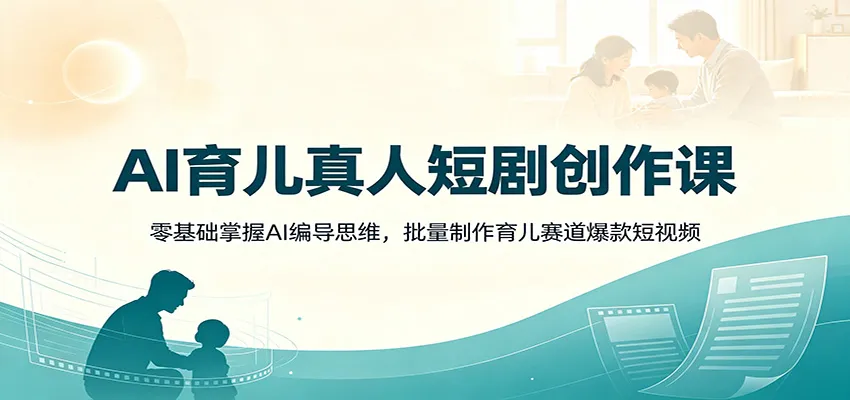 AI育儿真人短剧创作课：零基础掌握AI编导思维，批量制作育儿赛道爆款短视频-来缘阁