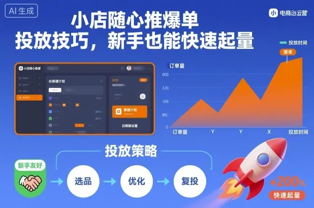 小店随心推爆单投放技巧，新手也能快速起量-来缘阁