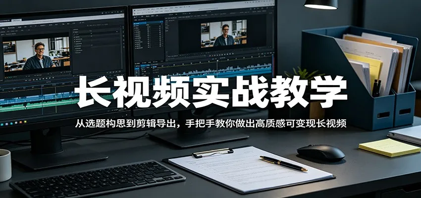 长视频实战教学，从选题构思到剪辑导出，手把手教你做出高质感可变现长视频-来缘阁