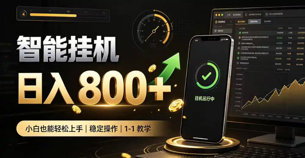 零值守智能挂G，副业高效增收居家智能挂G，新手也能日入800【揭秘】-来缘阁
