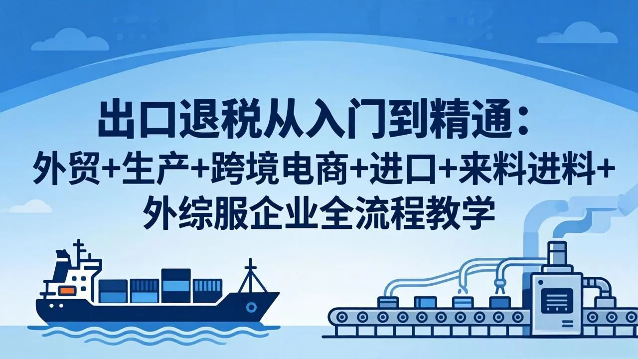 出口退税从入门到精通：外贸+生产+跨境电商+进口+来料进料+外综服企业全流程教学-来缘阁