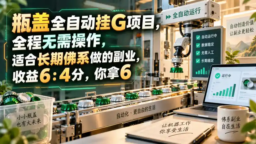 瓶盖全自动挂G项目，全程无需操作，适合长期佛系做的副业，收益6：4分，你拿6【揭秘】-来缘阁