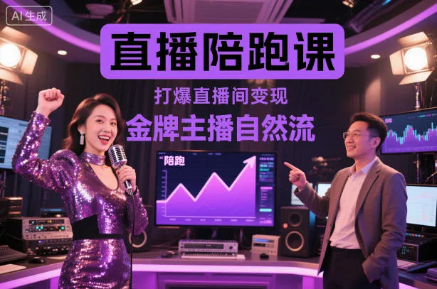 直播陪跑课，金牌主播自然流打爆直播间，复制高变现玩法-来缘阁