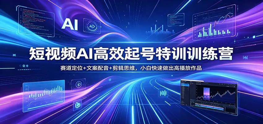 短视频AI高效起号特训训练营：赛道定位+文案配音+剪辑思维，小白快速做出高播放作品-来缘阁