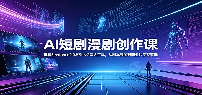 AI短剧漫剧创作课：玩转Seedance2.0与 Sora2两大工具，从剧本制图到商业片完整落地-来缘阁