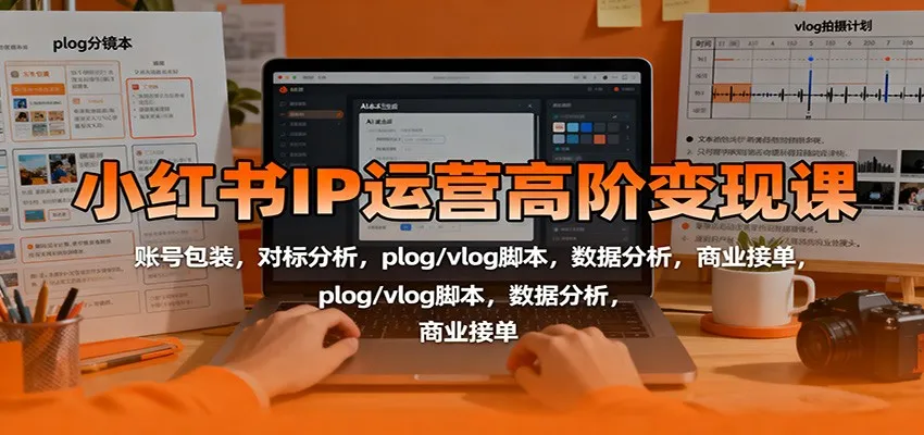 小红书IP运营高阶变现课：账号包装，对标分析，plog/vlog脚本，数据分析，商业接单-来缘阁