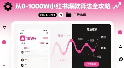 从0-1000W小红书爆款算法全攻略，时长1.5小时，干货满满-来缘阁