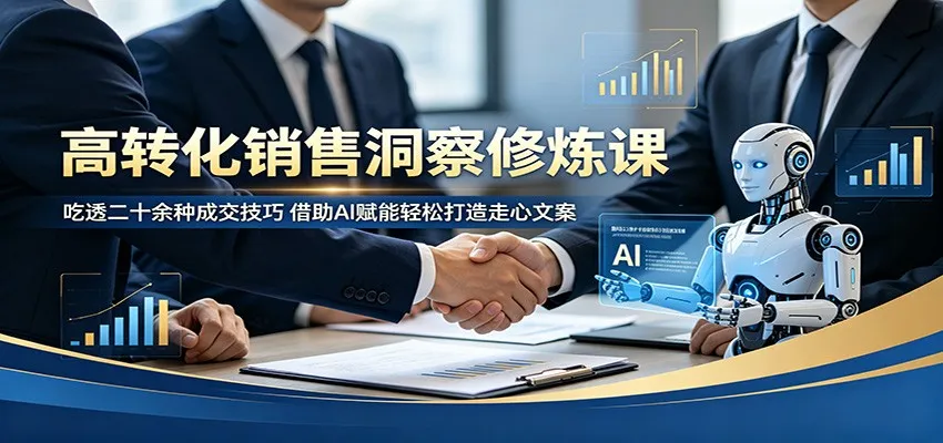 高转化销售洞察修炼课：吃透二十余种成交技巧，借助AI赋能轻松打造走心文案-来缘阁