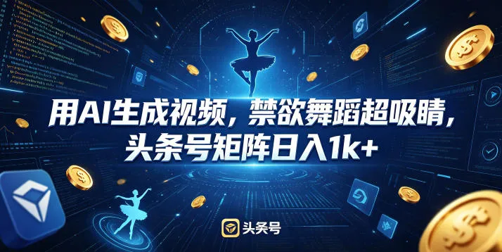 用AI生成视频，禁欲舞蹈超吸睛，头条号矩阵日入1k+-来缘阁