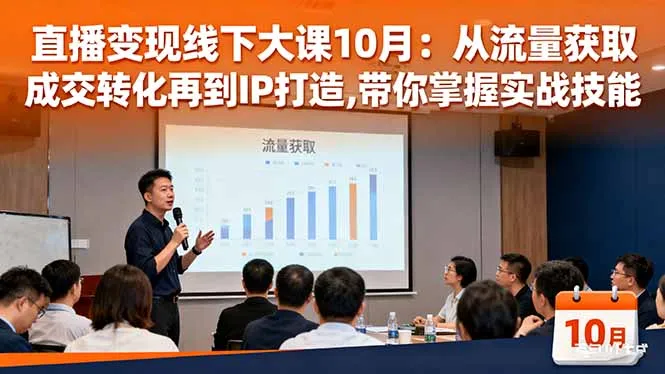 直播变现线下大课10月：从流量获取到成交转化再到IP打造,带你掌握实战技能-来缘阁