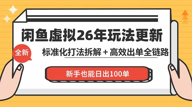 闲鱼虚拟从0到1系统化运营课程：标准化打法拆解 + 高效出单全链路教学，新手也能日出100单-来缘阁
