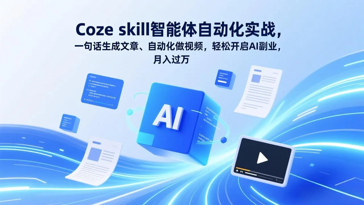 Coze skill智能体自动化实战,一句话生成文章、自动化做视频,轻松开启AI副业,月入过万-来缘阁