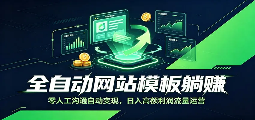 全自动网站模板躺赚：零人工沟通自动变现，日入高额利润流量运营-来缘阁