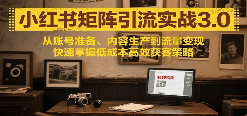 小红书矩阵引流3.0，从账号准备、内容生产到流量变现，快速掌握低成本高效获客策略-来缘阁