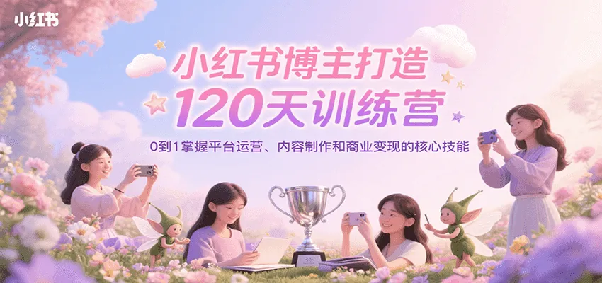 小红书博主打造120天训练营，0到1掌握平台运营、内容制作和商业变现-来缘阁
