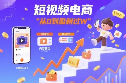 短视频电商：短视频变现从0到盈利过W-来缘阁