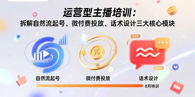 运营型主播培训：拆解自然流起号、微付费投放、话术设计三大核心模块-8月-来缘阁