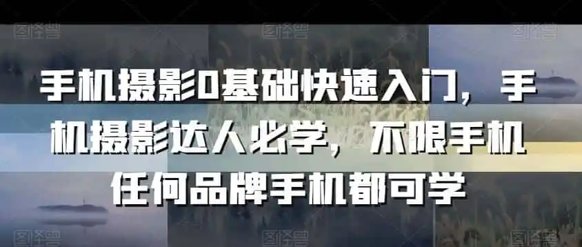 手机摄影0基础快速入门,手机摄影达人必学,不限手机任何品牌手机都可学-来缘阁