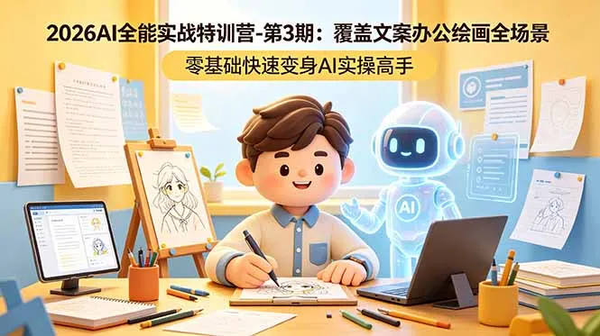 2026AI全能实战特训营-第3期:覆盖文案办公绘画全场景 零基础快速变身AI实操高手-来缘阁