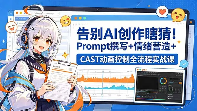 告别AI创作瞎猜！Prompt撰写+情绪营造+CAST动画控制全流程实战课-来缘阁