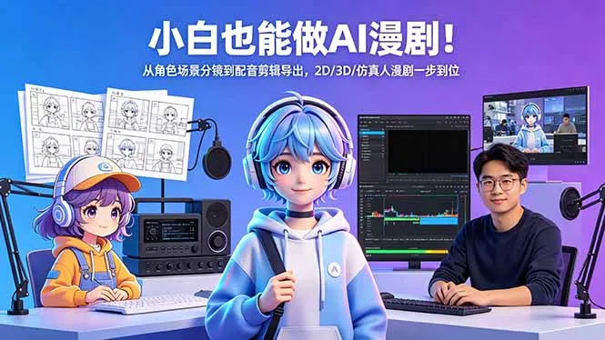 小白也能做AI漫剧！从角色场景分镜到配音剪辑导出，2D/3D/仿真人漫剧一步到位-来缘阁