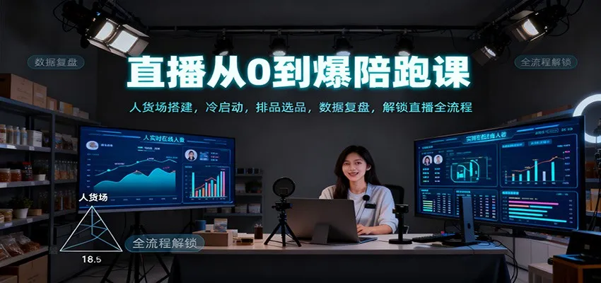 直播从0到爆陪跑课：人货场搭建，冷启动，排品选品，数据复盘，解锁直播全流程-来缘阁