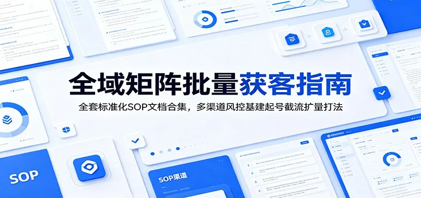 全域矩阵批量获客指南：全套标准化SOP文档合集，多渠道风控基建起号截流扩量打法-来缘阁