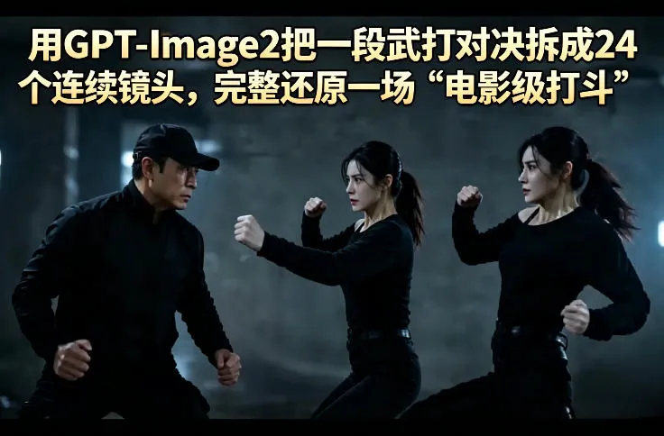 用GPT-Image2把一段武打对决拆成24个连续镜头，完整还原一场“电影级打斗”-来缘阁