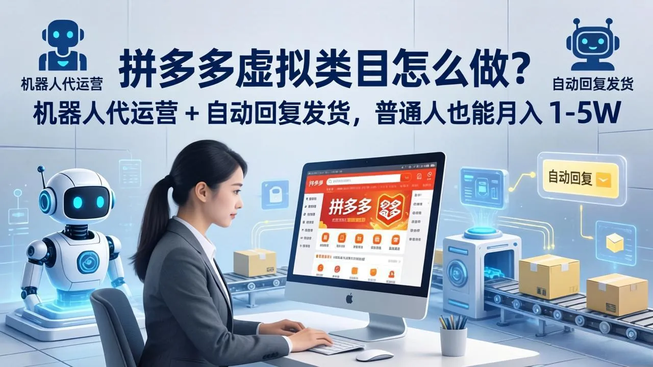 拼多多虚拟类目怎么做？机器人代运营 + 自动回复发货，普通人也能月入 1-5W-来缘阁