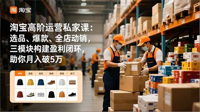 淘宝高阶运营私家课：选品、爆款、全店动销，三模块构建盈利闭环，助你月入破5万-来缘阁