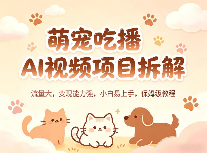 萌宠吃播AI视频项目拆解，流量大，变现能力强，小白易上手，保姆级教程-来缘阁