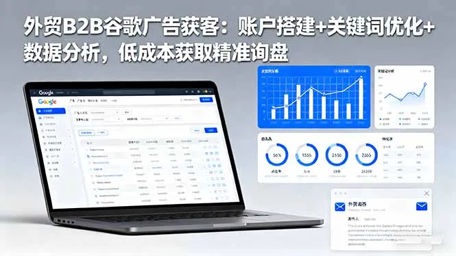 外贸B2B 谷歌广告获客:账户搭建+关键词优化+数据分析 低成本获取精准询盘-来缘阁