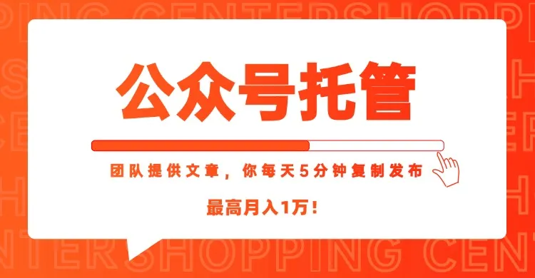 【公众号托管 】我提供文章，你每天５分钟复制发布，最高月入1W-来缘阁