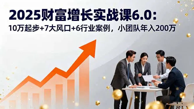 2025财富增长实战课6.0：10万起步+7大风口+6行业案例，小团队年入200万-来缘阁