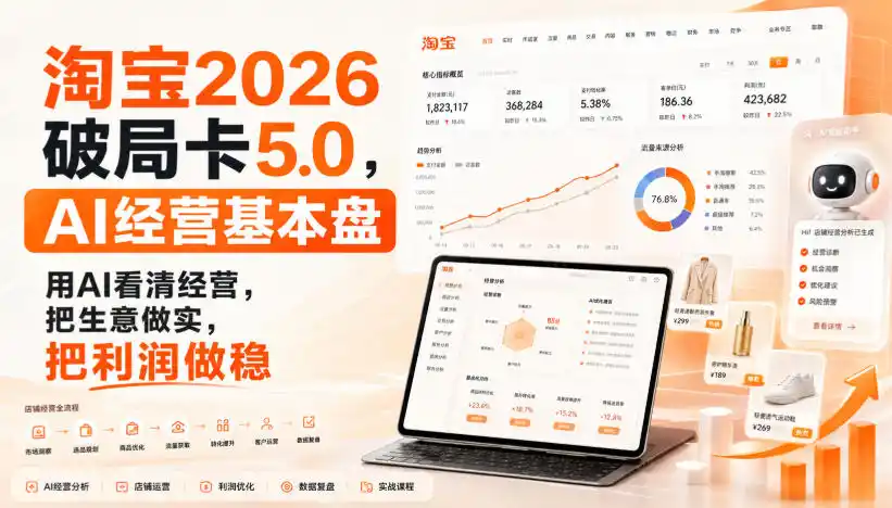 智篆商业-淘宝2026破局卡5.0，AI经营基本盘，用AI看清经营，把生意做实，把利润做稳-来缘阁