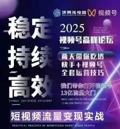 坏男孩电商视频号7月1号线下课，视频号短引、精细化模型打法，三频共振，无人，快手全站精细化运营-来缘阁