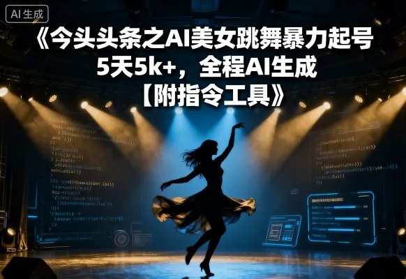 今日头条之AI美女跳舞暴力起号，5天1k+，全程AI生成【附指令工具】-来缘阁