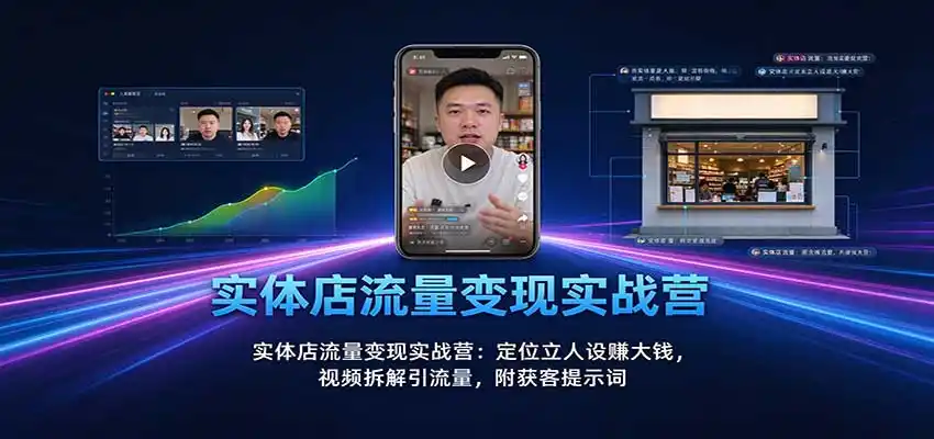 实体店流量变现实战营：定位立人设赚大钱，视频拆解引流量，附获客提示词-来缘阁