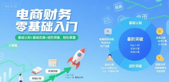 电商财务零基础入门，基础认知+基础实操+进阶突破，轻松掌握-来缘阁