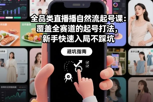 全品类直播自然流起号课：覆盖全赛道的起号打法，新手快速入局不踩坑-来缘阁