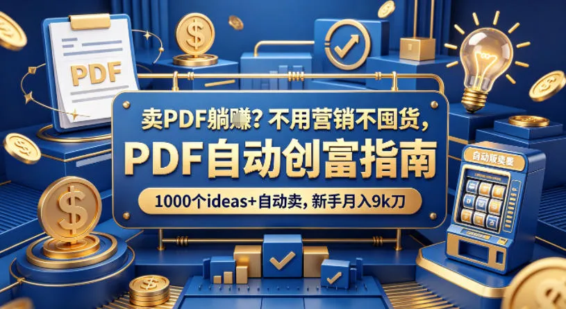 卖PDF躺賺？不用营销不囤货，PDF自动创富指南，1000个ideas+自动卖，新手月入9k刀【原创双语字幕】-来缘阁