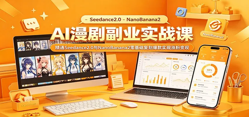 AI漫剧副业实战课:精通Seedance2.0与NanoBanana2零基础复刻爆款实现涨粉变现-来缘阁