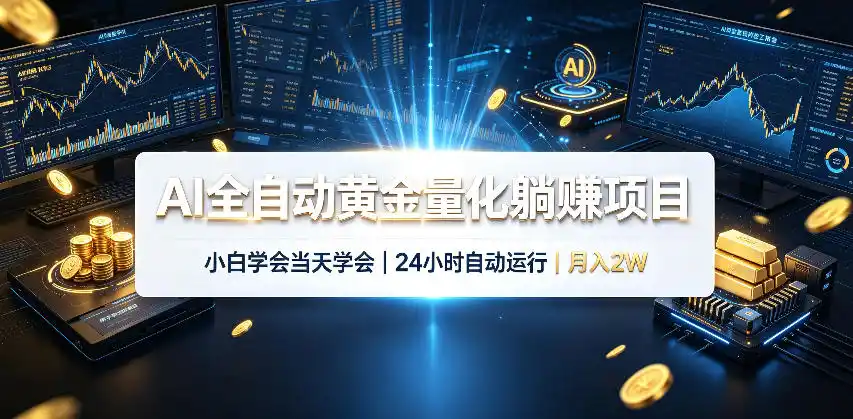 AI全自动黄金量化躺賺项目，24小时自动运行，月入2W！-来缘阁