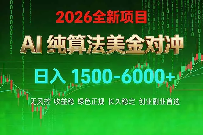 2026 全新美金对冲项目，不套平台赠金，不封号，纯算法对冲，日入 1500-6000+-来缘阁