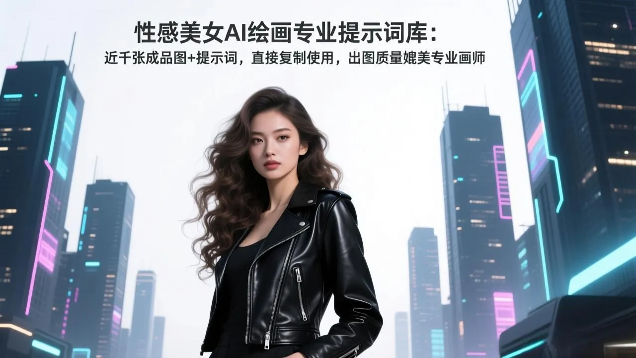 性感美女AI绘画专业提示词库：近千张成品图+提示词，直接复制使用，出图质量媲美专业画师-来缘阁
