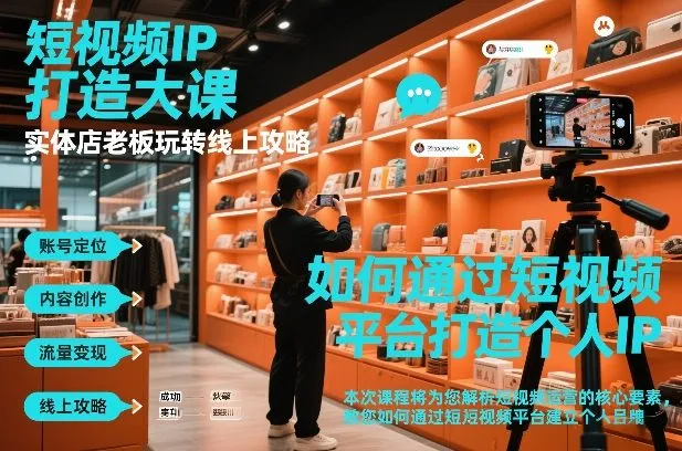 短视频ip打造大课，实体店老板玩转线上攻略-来缘阁