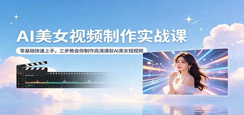 AI美女视频制作实战课:零基础快速上手,三步教会你制作高清爆款AI美女短视频-来缘阁